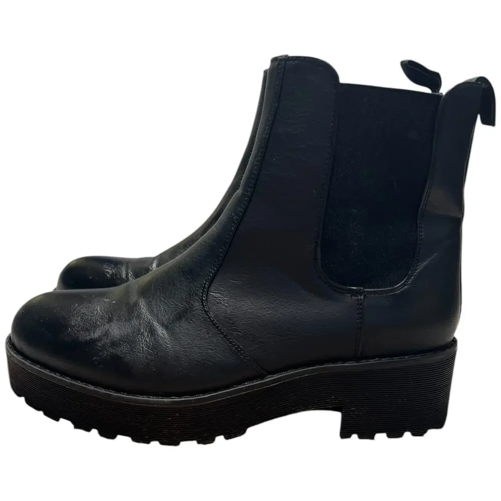DIRTY LAUNDRY Monet Chelsea Boots Women's 8 Black Platform Rugged Lug Sole READ